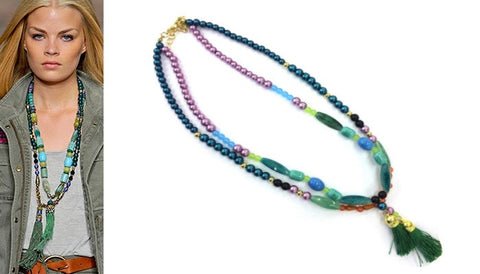 Dupla ogrlica sa perlicama u raznim bojama