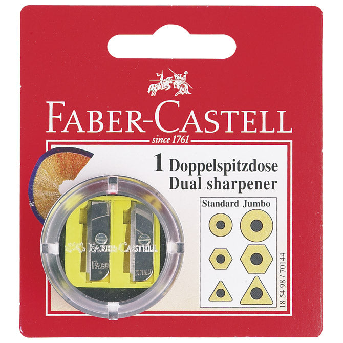 ŠILČILO PVC S PVC ŠKATLO 2LUKNJI OKROGLO FABER CASTELL 185498 BLISTER