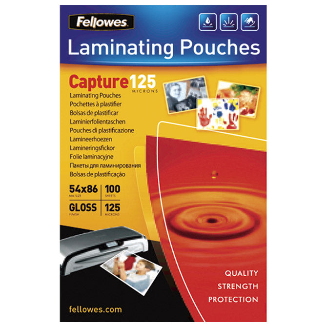 FOLIJA ZA PLASTIFICIRANJE 125MY 54X86MM SIJAJNA PK100 FELLOWES 5306302