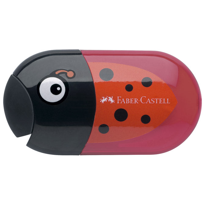 ŠILČEK-RADIRKA PVC S PVC ŠKATLO 2LUKNJI PIKAPOLONICA FABER CASTELL 183526 RDEČA/ČRNA