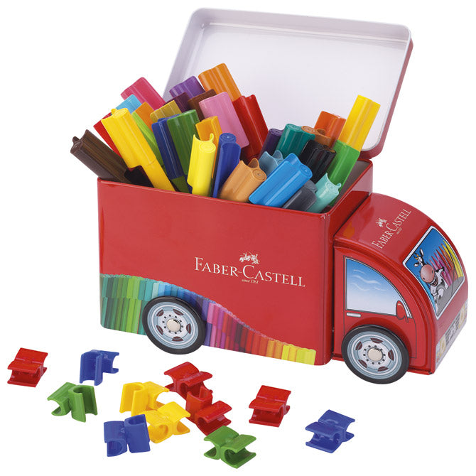 FLOMASTER ŠOLSKI 33BARV V KOVINSKI ŠKATLI CONNECTOR TRUCK FABER CASTELL 155533