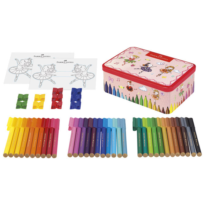 FLOMASTER ŠOLSKI 33BARVE V KOVINSKI ŠKATLI CONNECTOR BALERINA FABER CASTELL 155534
