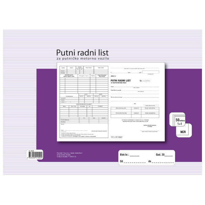 OBRAZAC F-26/NCR PUTNI RADNI LIST ZA TERETNO MOTORNO VOZILO FOKUS