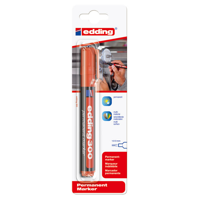 Marker permanentni 1,5-3mm okrugli vrh edding 300/1 crveni blister