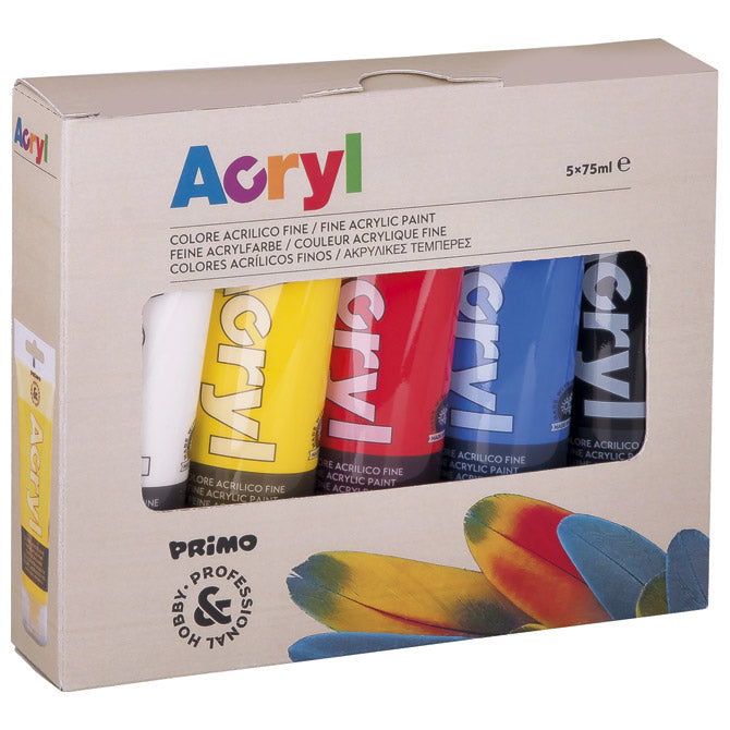 Boja akrilna 75ml pvc tuba 5boja CMP.421TATM5