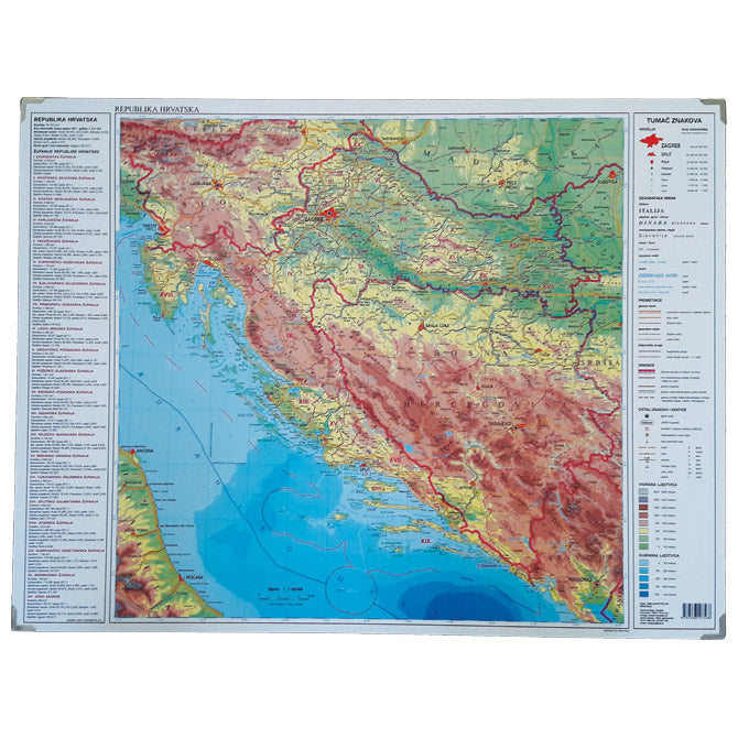Mapa stolna hrvatske obostrana 64x49cm plastificirana trsat