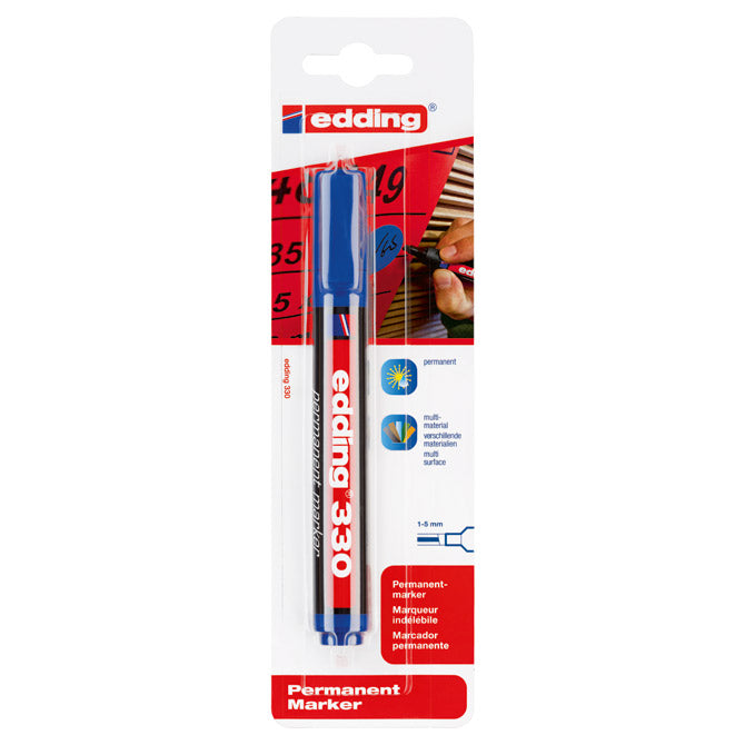 MARKER PERMANENTNI 1-5MM KLINASTI VRH EDDING 330/1 PLAVI BLISTER