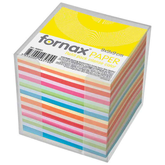 BLOK KOCKA PVC  9,2X9,2CM S PAPIROM U BOJI INTENZIVNOJ I PASTELNOJ FORNAX