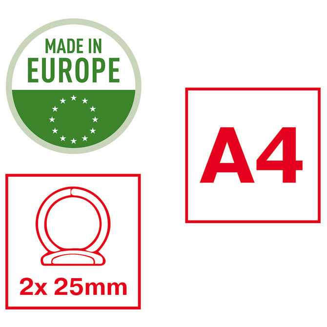 MAPA ULOŽNA 2RINGA-FI25MM/HRBAT-35MM A4 VIVIDA ESSELTE 14451 CRVENA