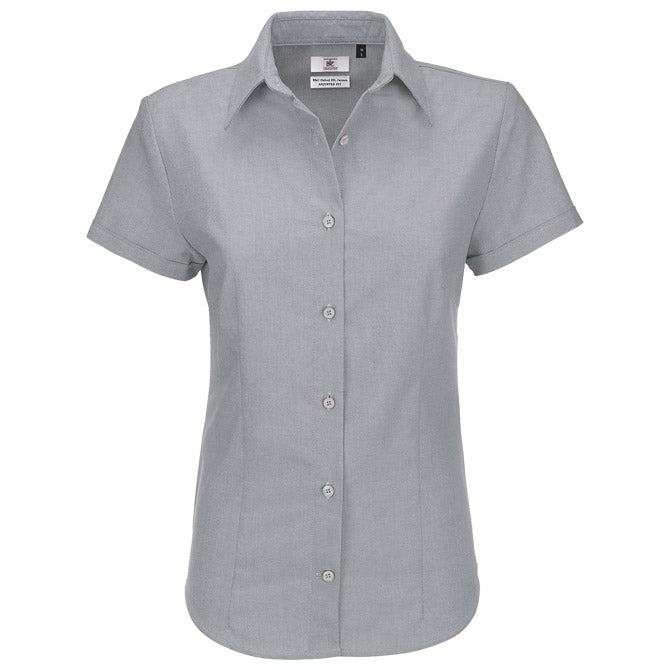 KOŠULJA ŽENSKA KRATKI RUKAVI B&C OXFORD 135G SREBRNA 3XL!!