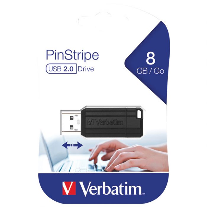 USB pomnilnik 8GB 2.0 PinStripe Verbatim 49062 črna kartica