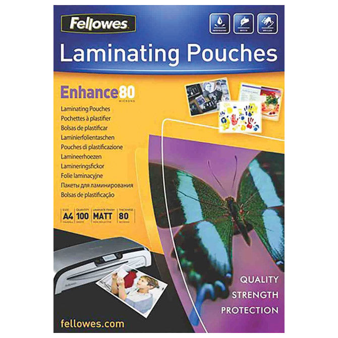 FOLIJA ZA PLASTIFICIRANJE 80MY A4 MAT PK100 FELLOWES 5452103