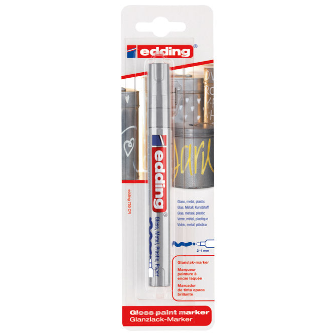MARKER PERMANENTNI SJAJNI LAKIRAJUĆI 2-4MM EDDING 750/1 SREBRNI BLISTER