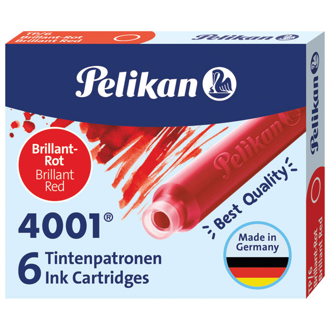 Tinta za nalivpero patrone pk6 4001 pelikan 301192 crvena