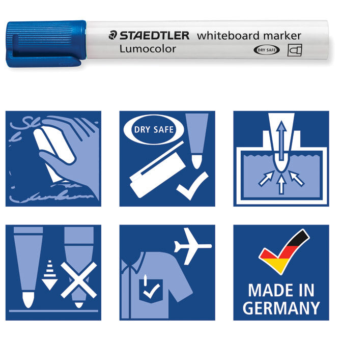 MARKER ZA BIJELU PLOČU 2MM RECIKLIRANI LUMOCOLOR STAEDTLER 351-3 PLAVI