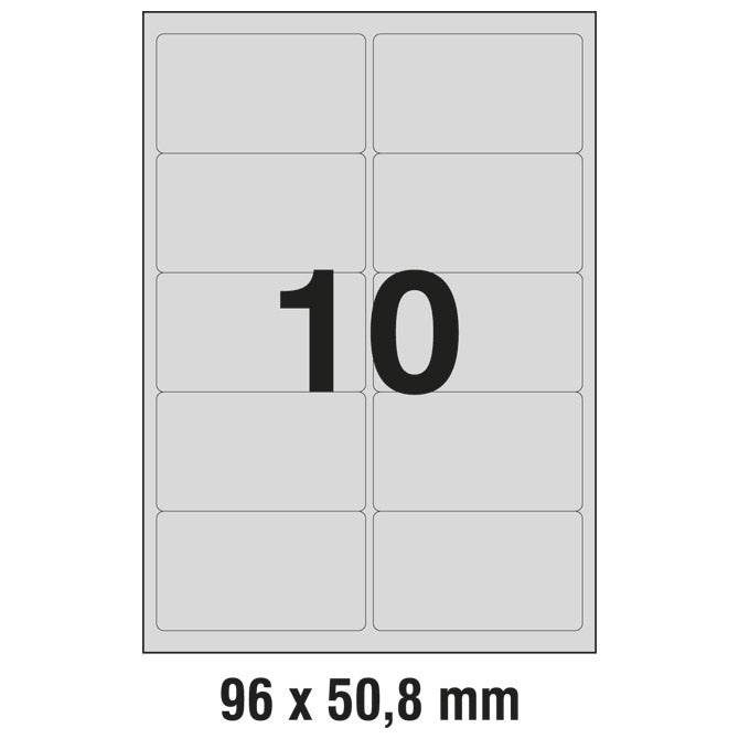 ETIKETE LASER  96X50,8MM POLYESTER PK20L ZWECKFORM L6012-20 SREBRNE