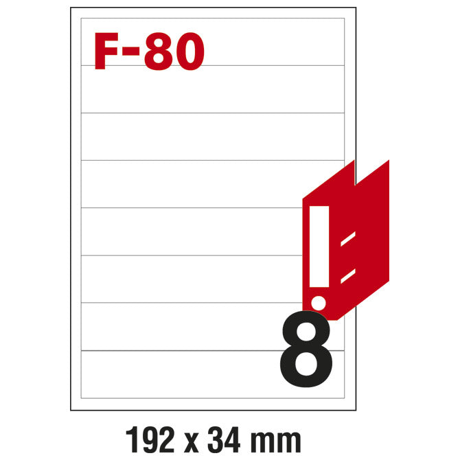 ETIKETE ILK ZA REGISTRATORJE 192X34MM PK100L FORNAX F-80
