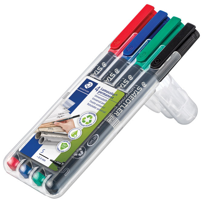 MARKER PERMANENTNI 0,4MM PK4 RECIKLIRANI LUMOCOLOR STAEDTLER 313 WP4