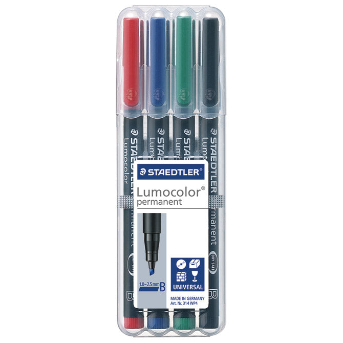 MARKER PERMANENTNI 1-2,5MM PK4 RECIKLIRANI LUMOCOLOR STAEDTLER 314 WP4
