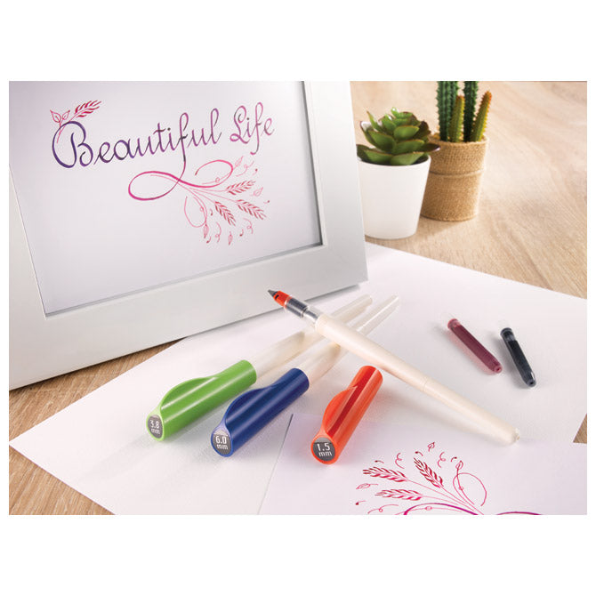 NALIVNIK ZA KALIGRAFIJO 1,5MM SET PARALLEL PEN PILOT FP3-15-SSN SIVO/RDEČE