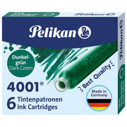 Tinta za nalivpero patrone pk6 4001 pelikan 300087 tamno zelena