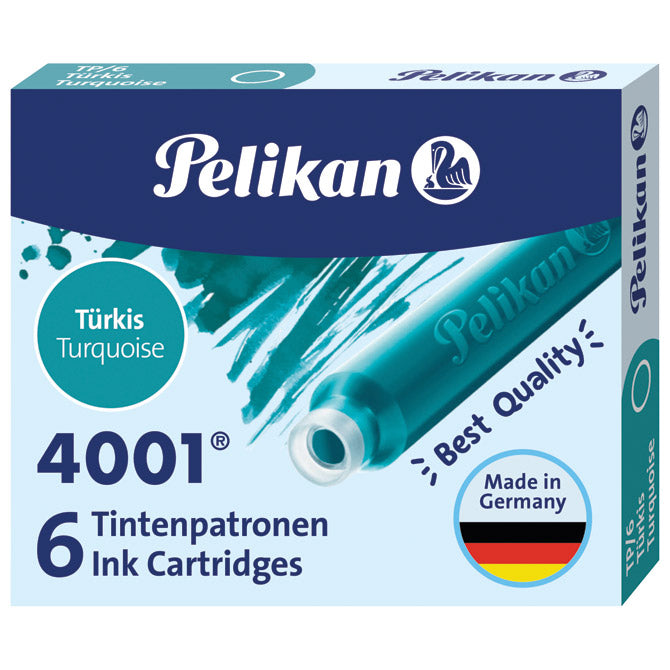 Črnilo za nalivnik kartuše pk6 4001 pelikan 301705 turkizna