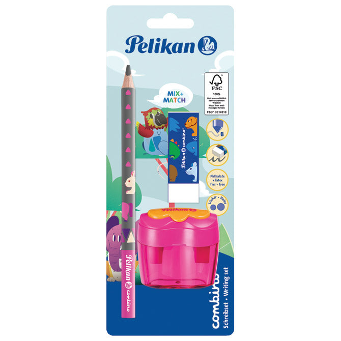SVINČNIK GRAFITNI B COMBINO PLUS RADIRKA PLUS DVOJNI ŠILČEK S POSODO PELIKAN 811217 BLISTER