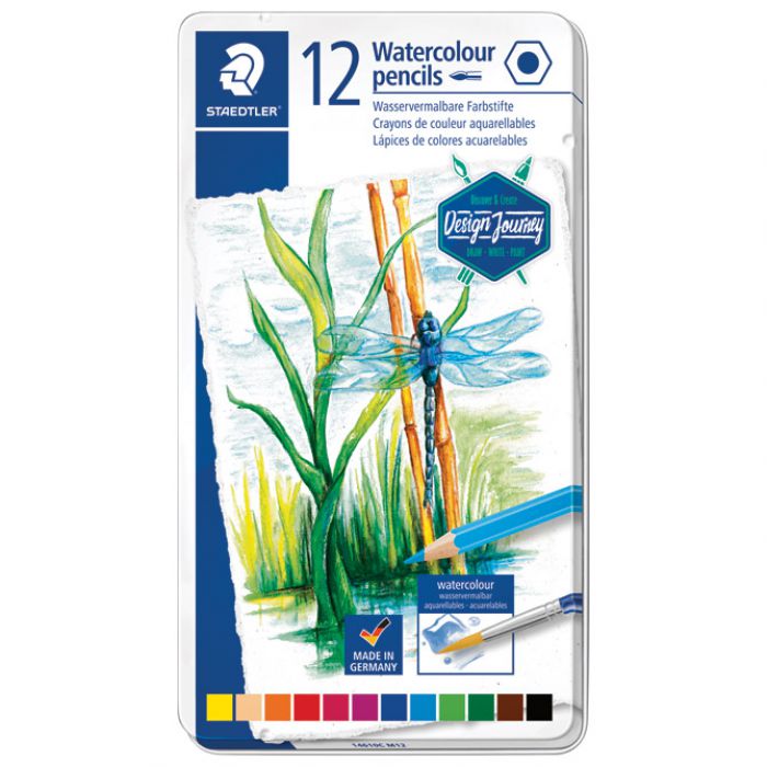 BOJE DRVENE-VODENE  12BOJA METALNA KUTIJA AQUARELL DESIGN JOURNEY STAEDTLER 14610C M12
