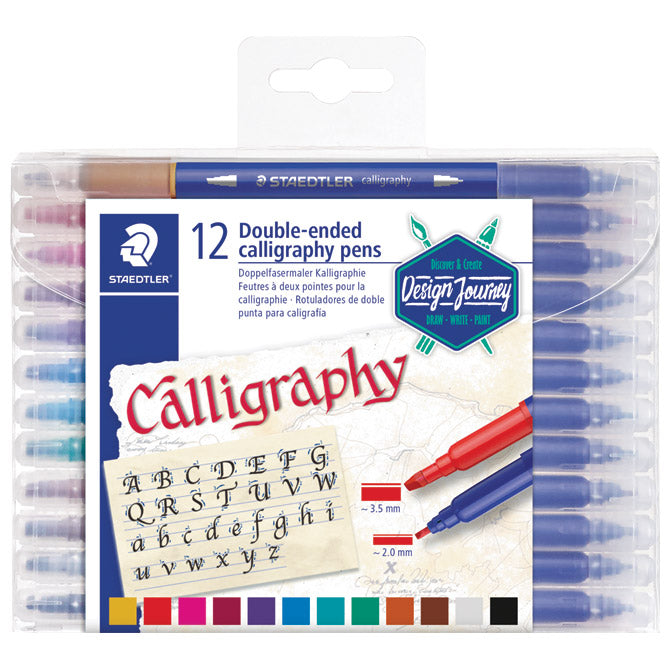 Flomaster 12barvni obojestranski z 2 konicama za kaligrafijo Design Journey Staedtler 3005 TB12 blister