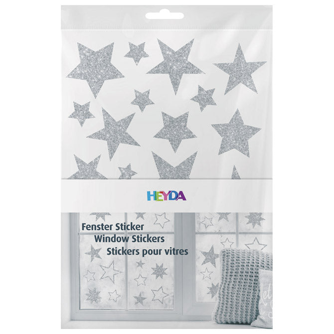 NALJEPNICE UKRASNE ZA STAKLO A4 ZVIJEZDE PK3 HEYDA 20-35844 70 GLITTER SREBRNE BLISTER
