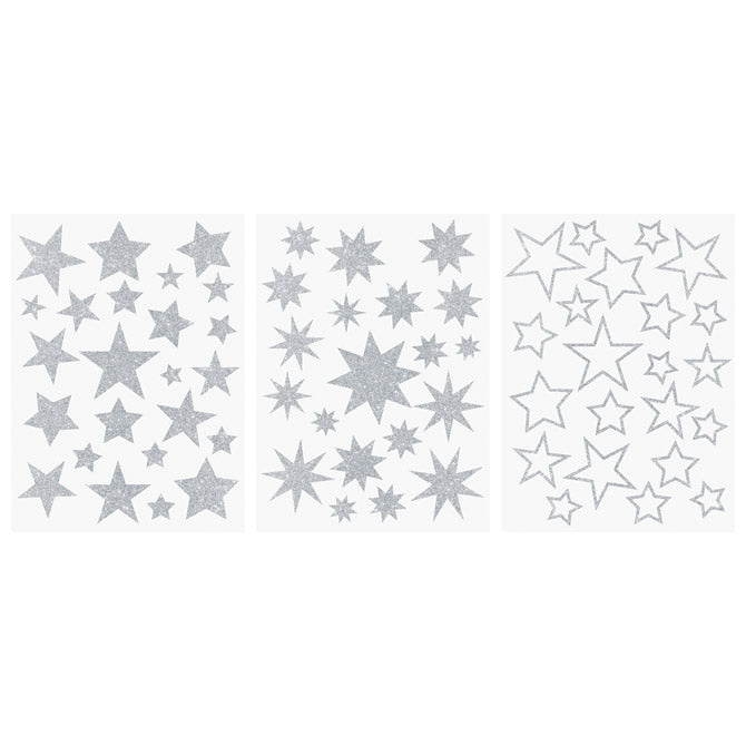 NALJEPNICE UKRASNE ZA STAKLO A4 ZVIJEZDE PK3 HEYDA 20-35844 70 GLITTER SREBRNE BLISTER