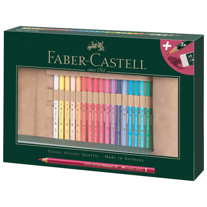 Barvice 30 barv plus pribor v rolo etuiji polychromos faber castell 110030