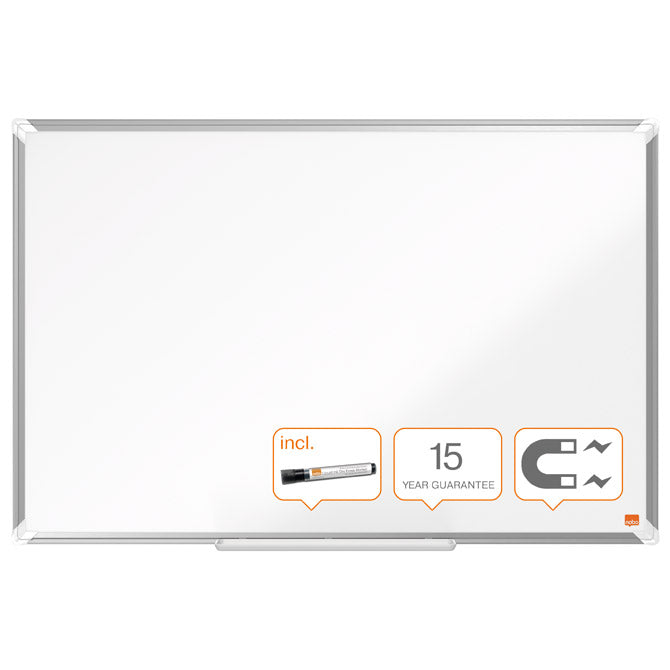 PLOČA MAGNETNA  90X60CM ALUMINIJSKI OKVIR PREMIUM PLUS STEEL NOBO 1915155 BIJELA