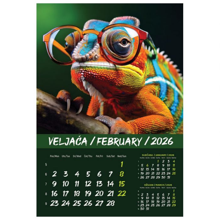 KALENDAR "KUĆNI LJUBIMCI 2026" 13 LISTOVA, SPIRALA