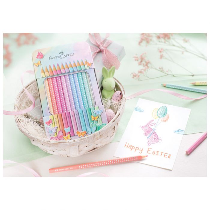 BOJE DRVENE  12BOJA METALNA KUTIJA SPARKLE PASTEL FABER-CASTELL 201910