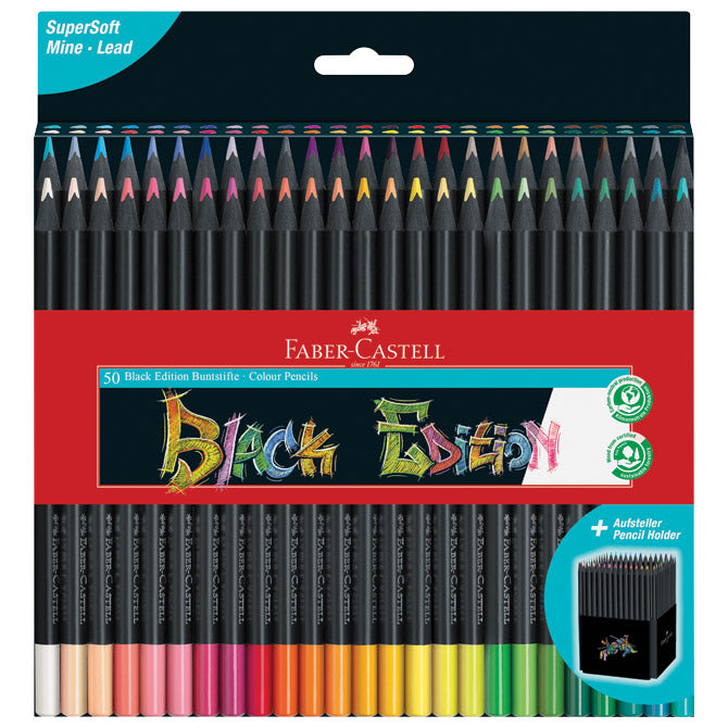 Boje drvene  50boja trokutaste black edition faber castell 116450 blister