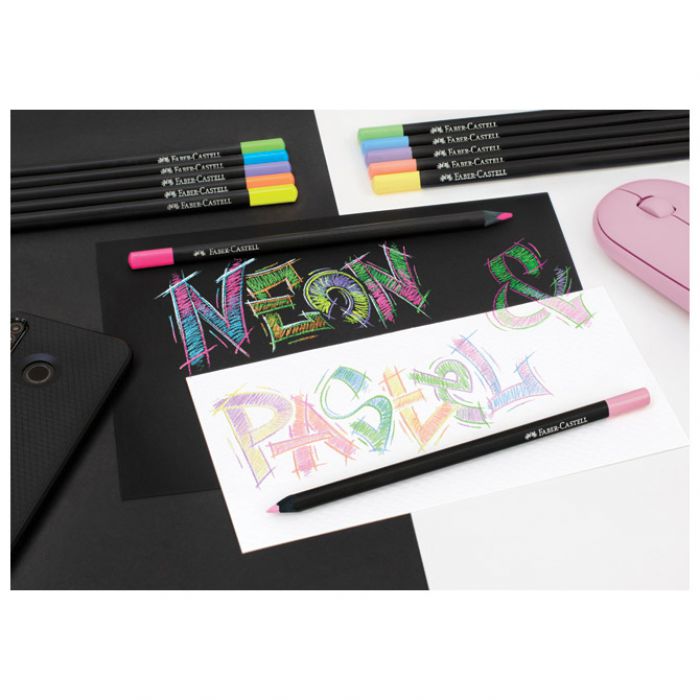BOJE DRVENE  12BOJA TROKUTASTE BLACK EDITION NEON PLUS PASTEL FABER-CASTELL 116410 BLISTER