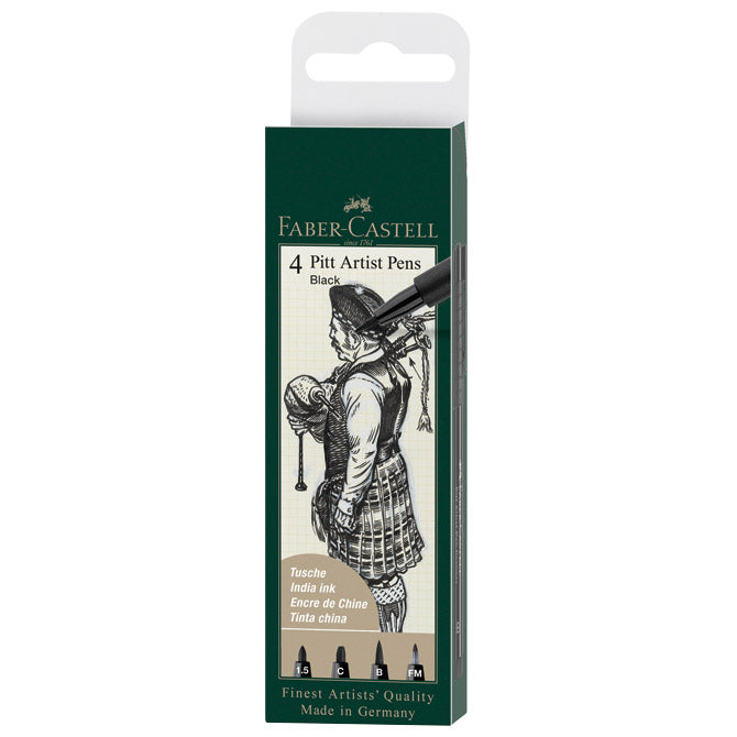 SET PITT ARTIST PK4 BLACK FABER-CASTELL 167153 BLISTER