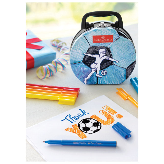FLOMASTER ŠKOLSKI  33BOJE U METALNOJ KUTIJI CONNECTOR SOCCER FABER CASTELL 155538