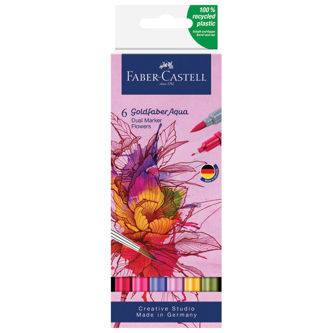 MARKER OBOSTRANI AKVAREL  6BOJA FLOWERS GOLDFABER FABER CASTELL 164527 SORTIRANO BLISTER