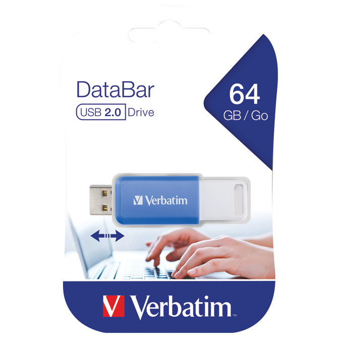 POMNILNIK USB 64GB 2.0 DATABAR VERBATIM 49455 MODRA BLISTER
