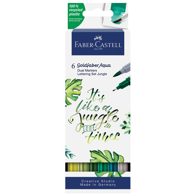 MARKER OBOSTRANI AKVAREL  6BOJA LETTERING JUNGLE GOLDFABER FABER CASTELL 164517 SORT. BLISTER