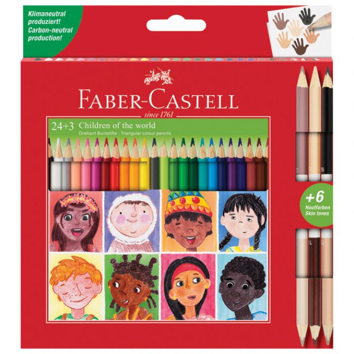 BOJE DRVENE  24BOJE TROKUTASTE PLUS 3BOJE DRVENE OBOSTRANE SKIN FABER CASTELL 511515 BLISTER