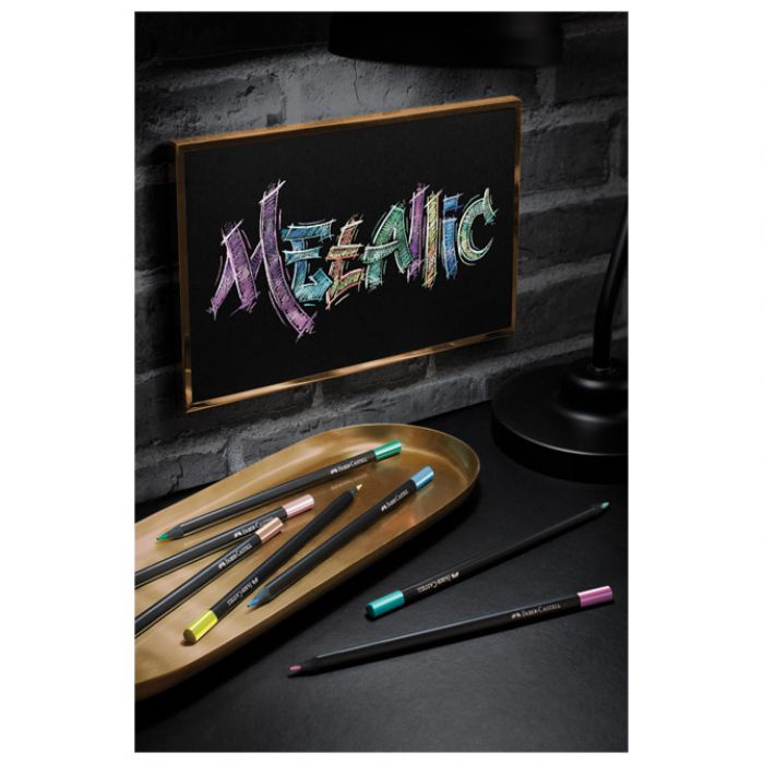 BOJE DRVENE  12BOJA TROKUTASTE BLACK EDITION METALLIC FABER CASTELL 116415 BLISTER