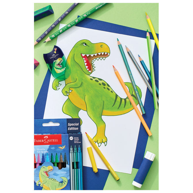 FLOMASTER ŠKOLSKI  10 PLUS 3BOJE DINO FABER CASTELL 554214 BLISTER