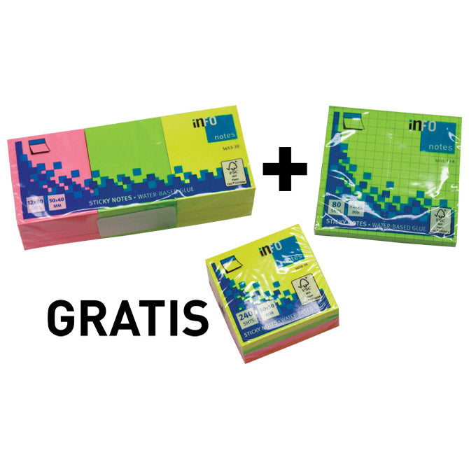 BLOK SAMOLJ.KOCKA 50X50 MM  PLUS BLOK SAMOLJ.40X50 MM  PLUS  GRATIS  BLOK SAMOLJEPLJIV  75X75 MM  NEON GLN.