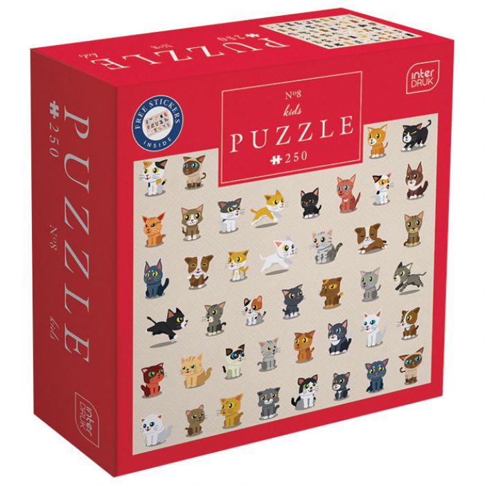 PUZZLE 250 KOM KIDS 8 CATS INTERDRUK