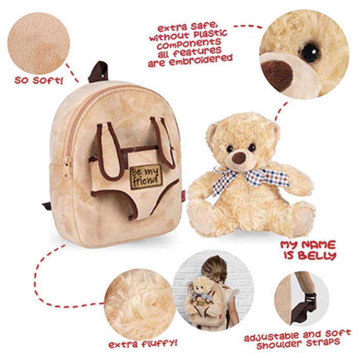RUKSAK MINI S ODVOJIVIM PLIŠANCEM BELLY BEAR PERLETTI 13042