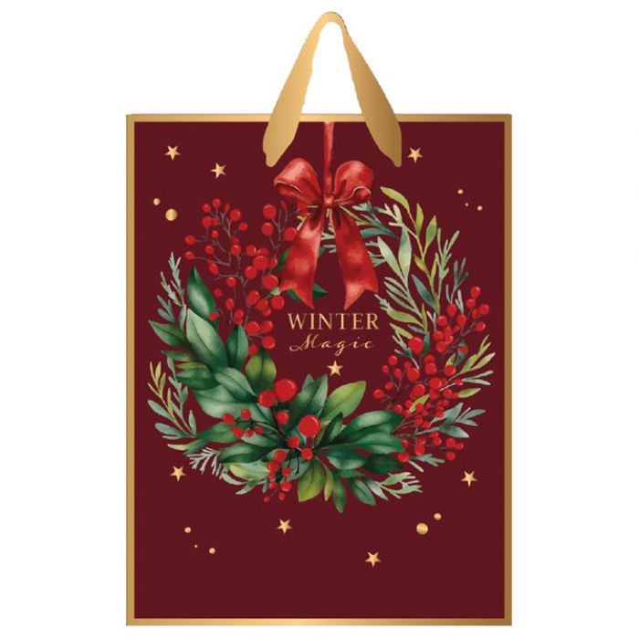 VREĆICE UKRASNE 26,5X33X13CM NOVOGODIŠNJE BURGUNDY INTERDRUK * DO ISTEKA ZALIHA