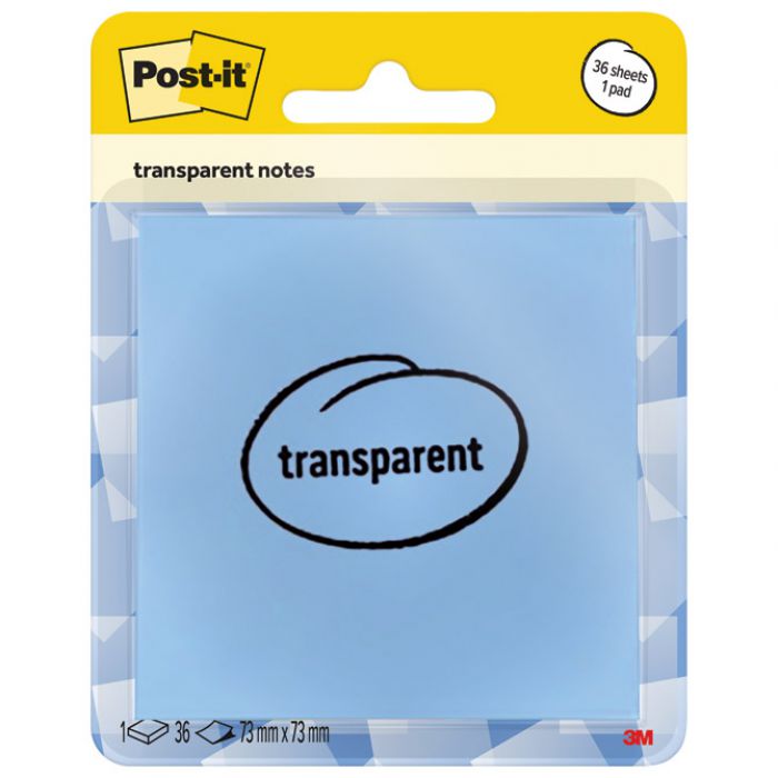 BLOK SAMOLJEPLJIV 73X73MM 36L POST-IT 3M. 600-1TRSPB PROZIRNO PLAVI BLISTER
